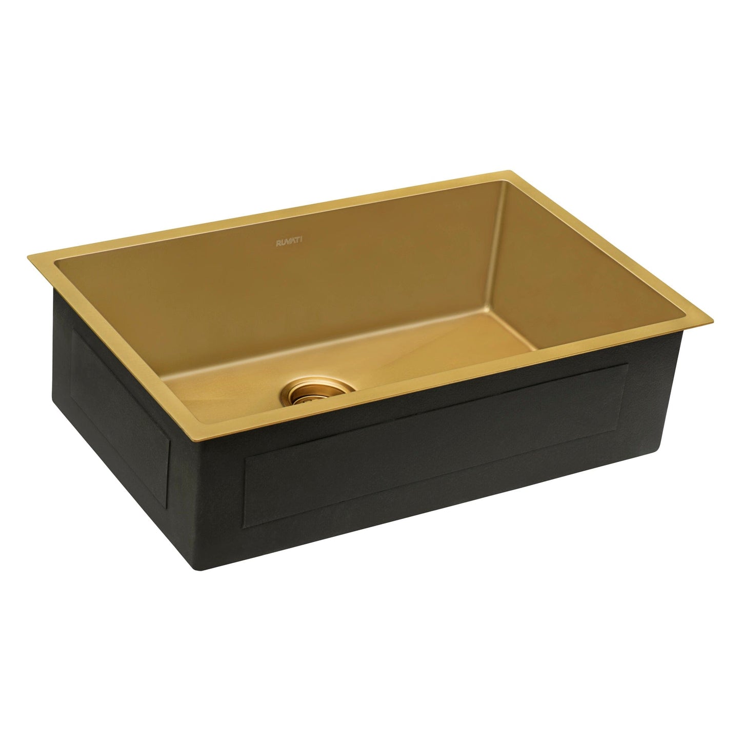 Ruvati Terraza 30" Stainless Steel Kitchen Sink RVH6300GG in matte gold finish for compact kitchens