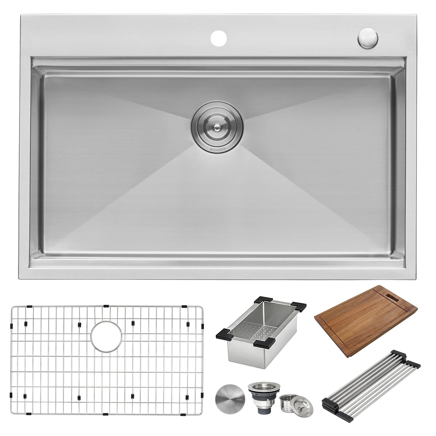 Ruvati Siena 30" Workstation Drop-in Stainless Steel Kitchen Sink RVH8030