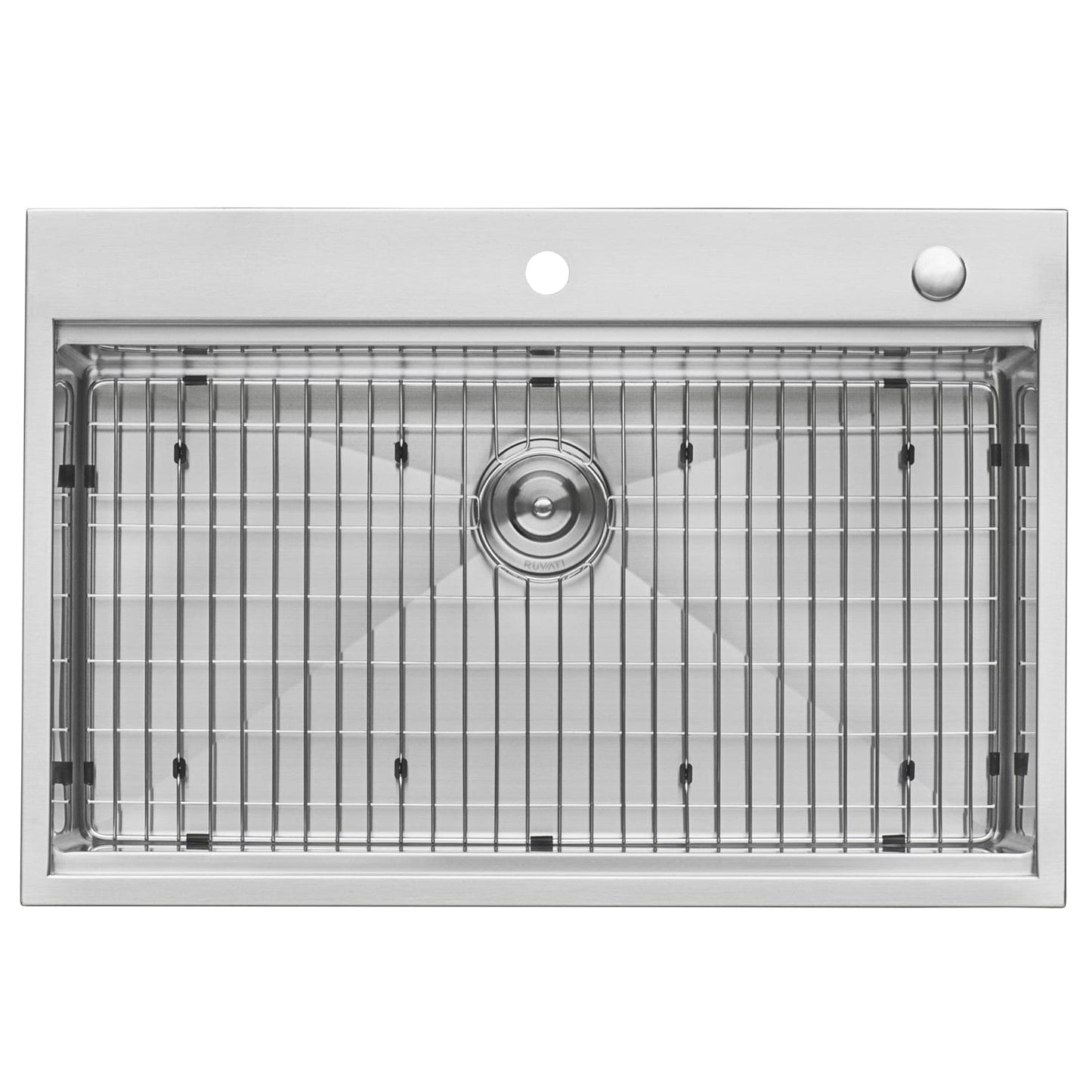 Ruvati Siena 30" Workstation Drop-in Stainless Steel Kitchen Sink RVH8030 with grid insert.