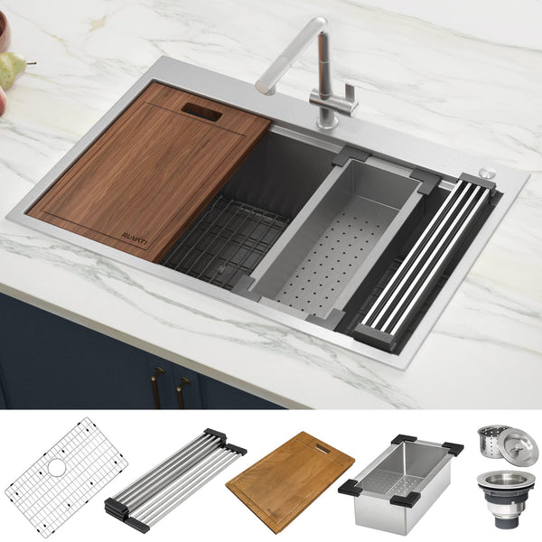 Ruvati Siena 30 Workstation Drop-in Stainless Steel Kitchen Sink RVH8030