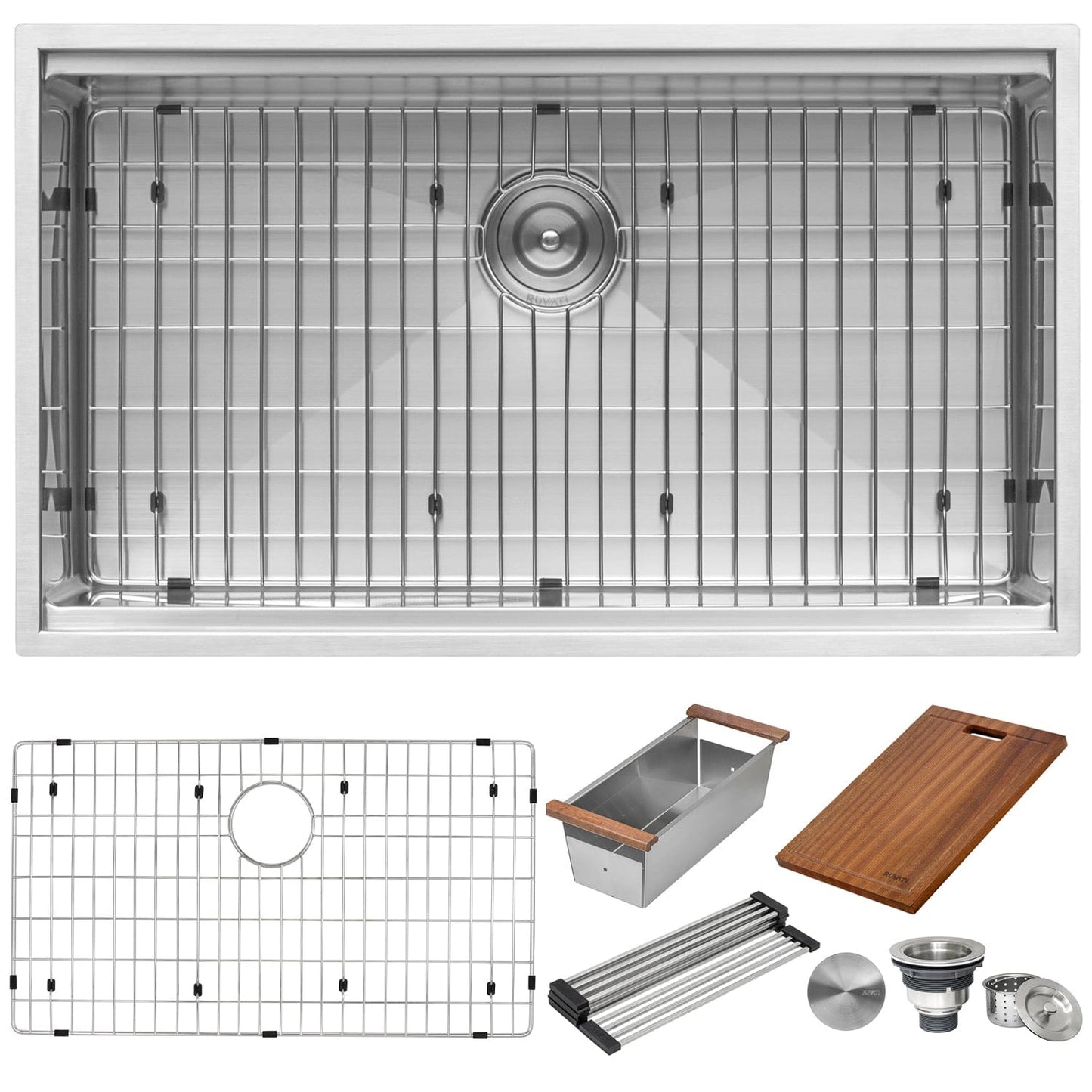 Ruvati Roma Pro 32" Workstation Ledge Stainless Steel Kitchen Sink RVH8301
