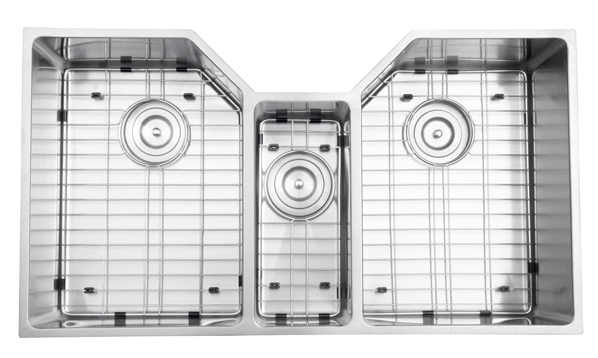 Ruvati Gravena 35" Stainless Steel Kitchen Sink RVH8500 with triple bowl design and stainless steel finish.
