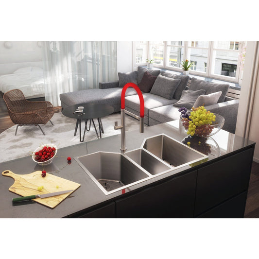 Ruvati Gravena 35" Stainless Steel Kitchen Sink RVH8500 with modern design in a stylish kitchen setting.