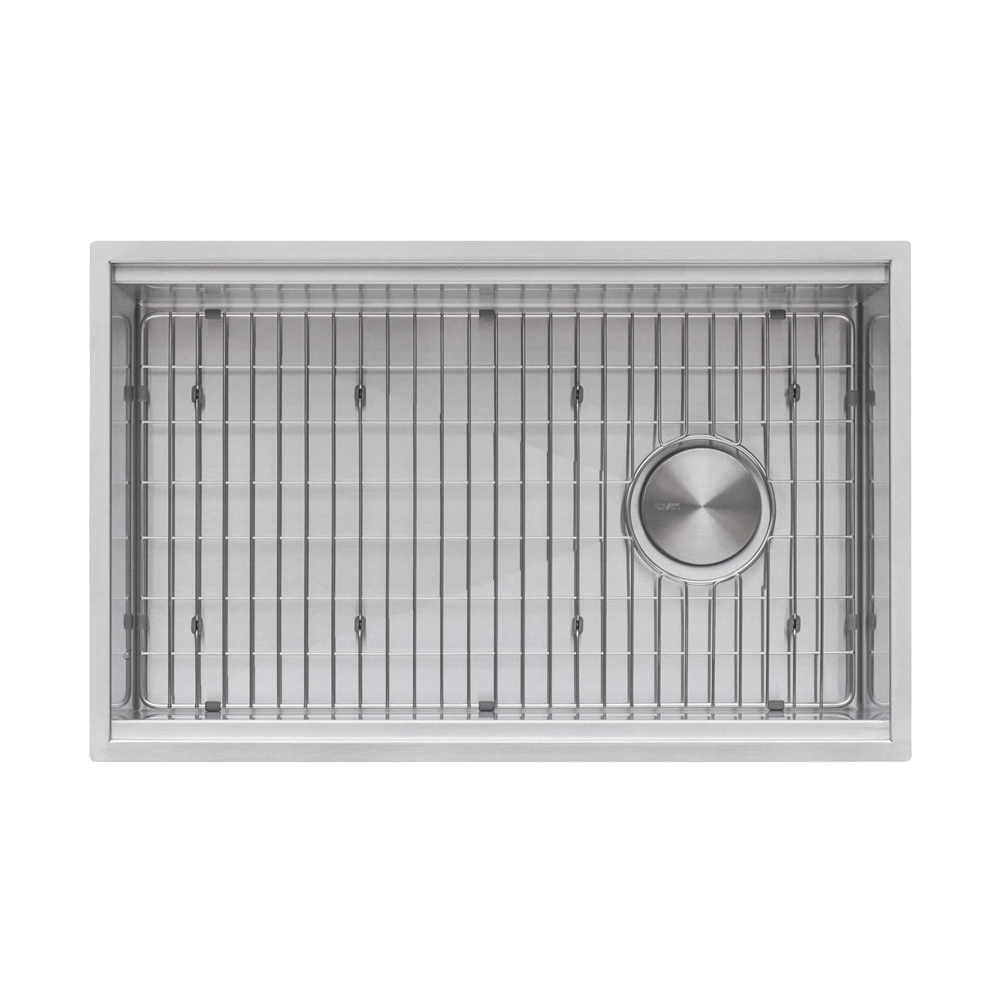Ruvati Veniso 33" Workstation Slope Bottom Stainless Steel Kitchen Sink RVH8591 with grid and drain.