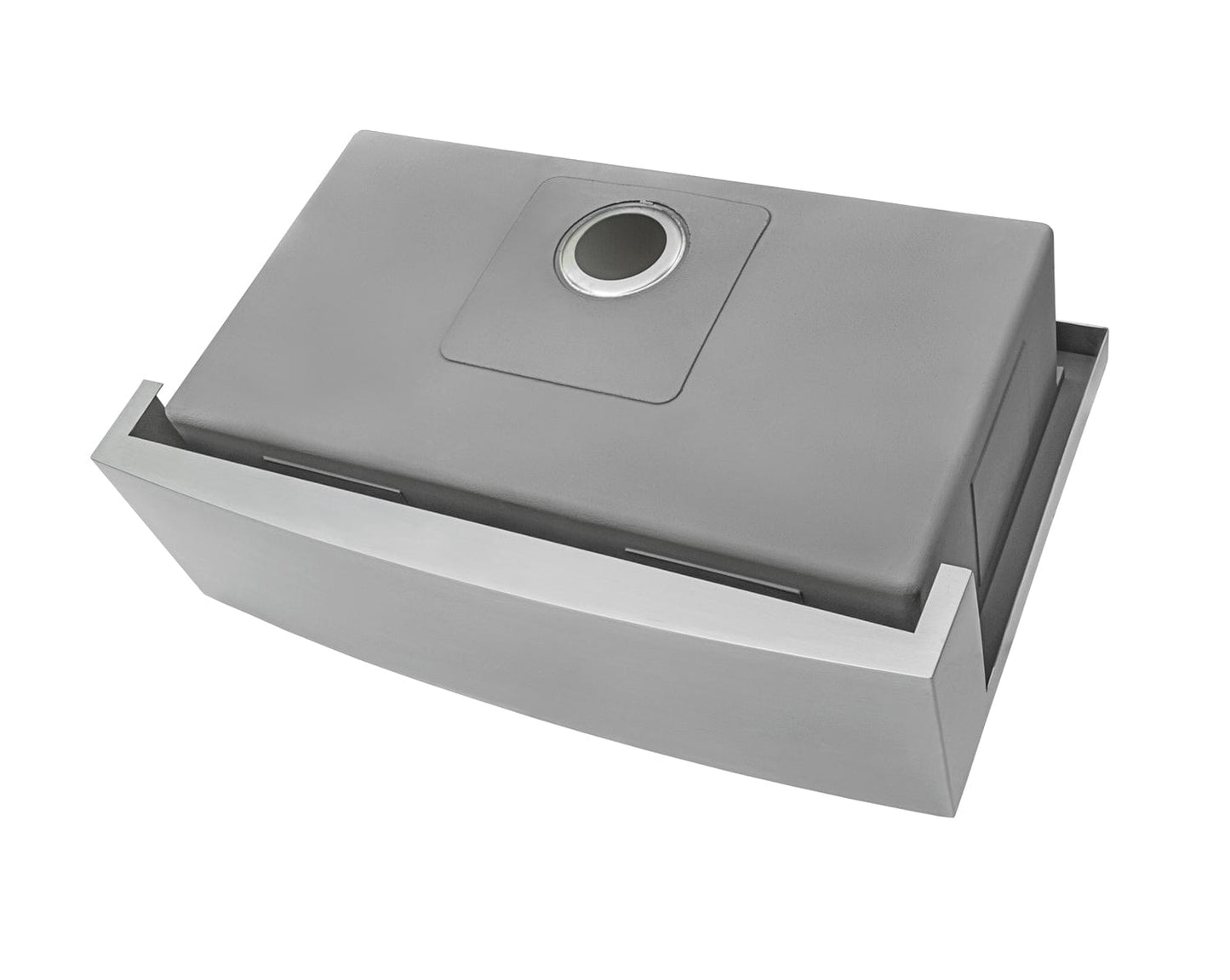 Ruvati Verona 30" Workstation Stainless Steel Kitchen Sink RVH9100 with apron-front design and optimized bowl space.