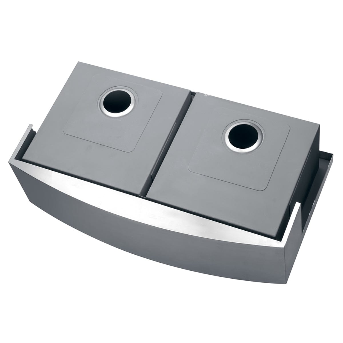 Ruvati Verona 36" Workstation Low-Divide Stainless Steel Kitchen Sink RVH9301 top view with dual compartments.