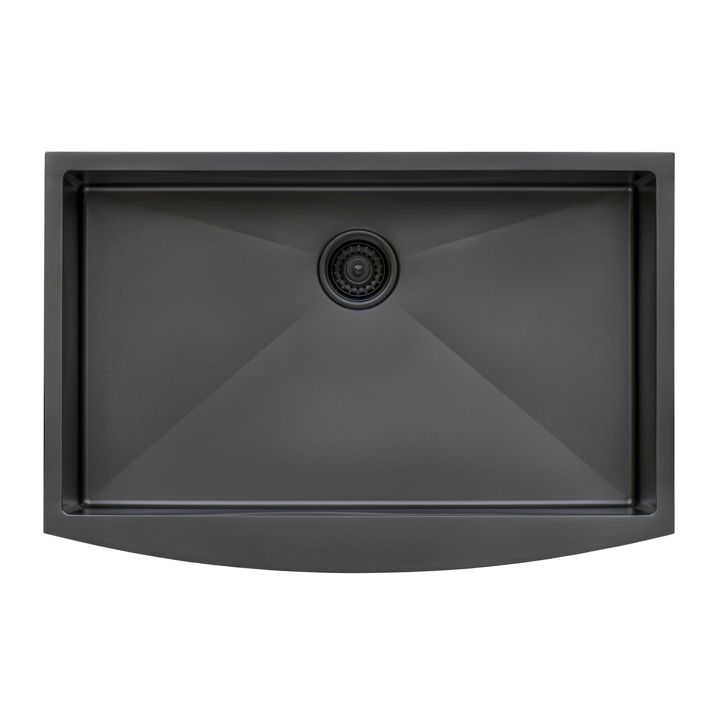Ruvati Terraza 36" Stainless Steel Kitchen Sink RVH9880BL in gunmetal finish, top view of sink design.
