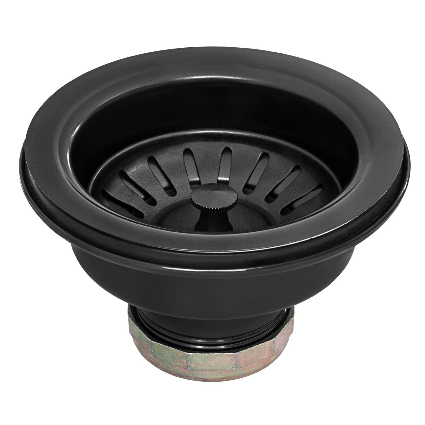 Ruvati Terraza 36" Stainless Steel Kitchen Sink RVH9880BL black sink drain strainer with matte finish.