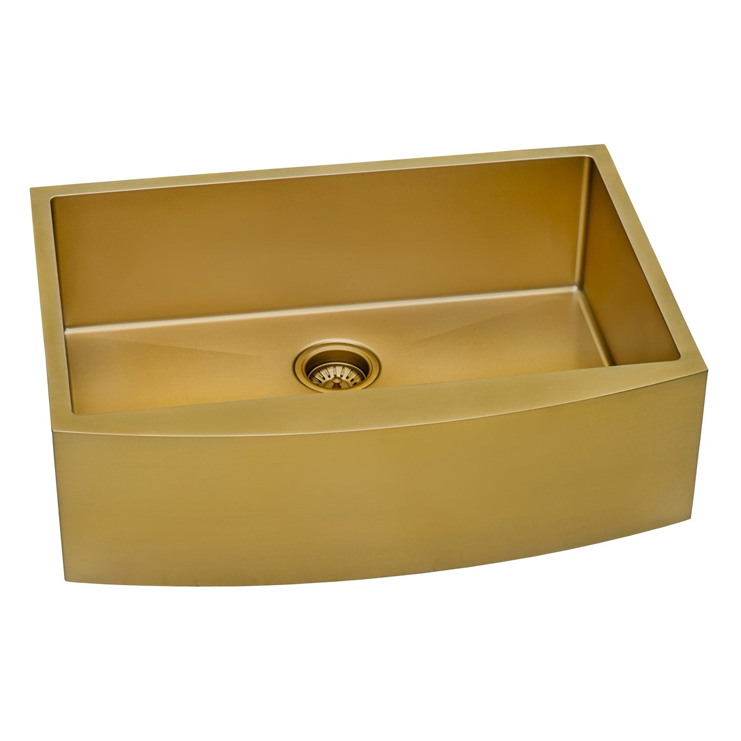 Ruvati Terraza 36" Stainless Steel Kitchen Sink RVH9880GG with brass tone matte gold finish.