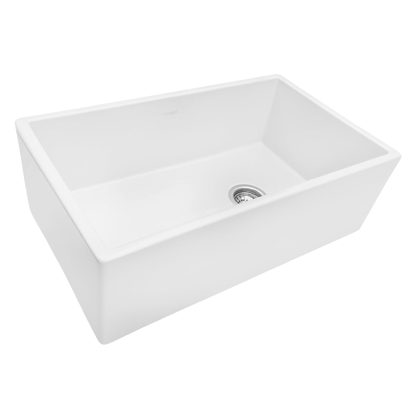 Ruvati Fiamma 30" Fireclay Kitchen Sink RVL2018WR with innovative offset drain technology.