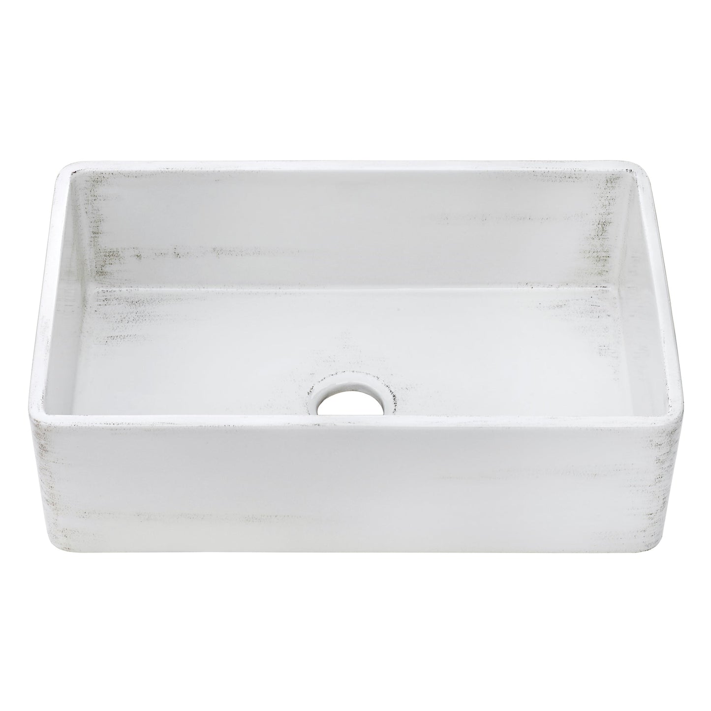 Ruvati Fiamma 33" Fireclay Reversible Kitchen Sink RVL2300SW in Distressed White finish.