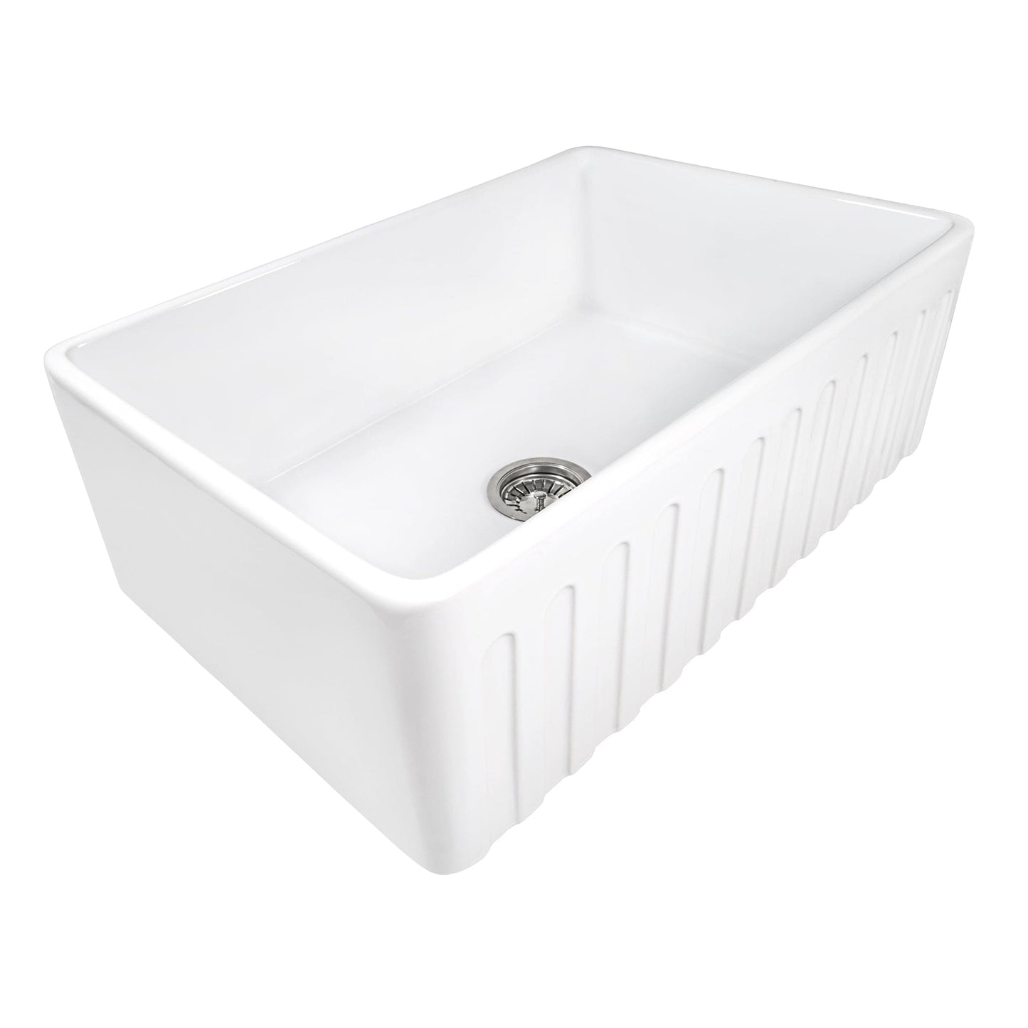 Ruvati Fiamma 33" Fireclay Kitchen Sink RVL2300WH featuring a sleek white finish and a reversible design.
