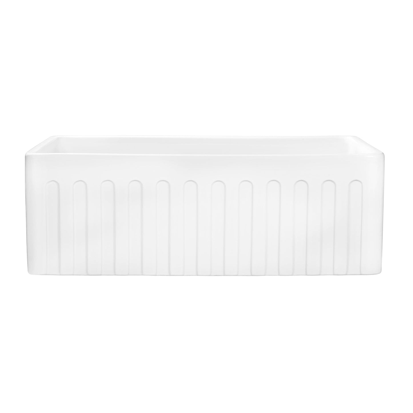 Ruvati Fiamma 33" Fireclay Kitchen Sink RVL2300WH, showing elegant design and craftsmanship detail.