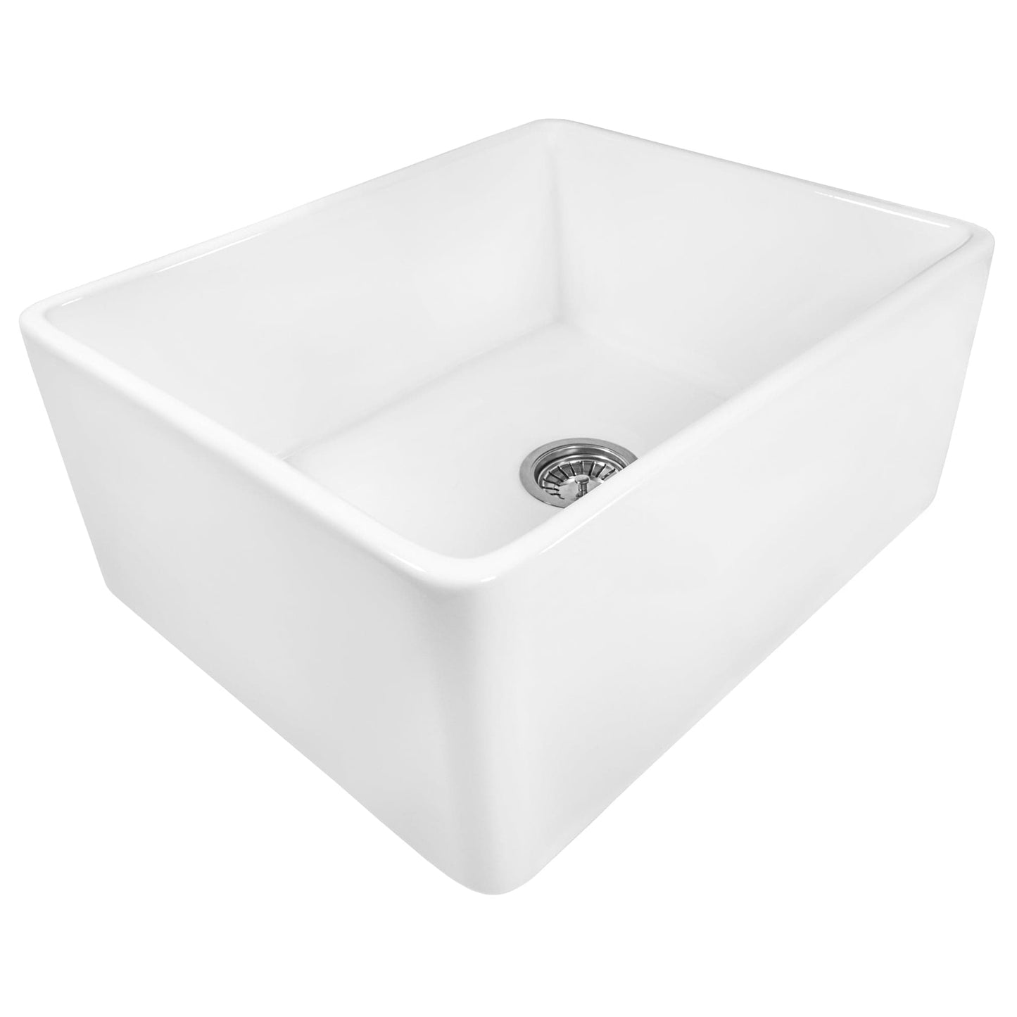 Ruvati Fiamma 23" Fireclay Kitchen Laundry Utility Sink RVL2468WH in white fireclay with modern rectangular design.