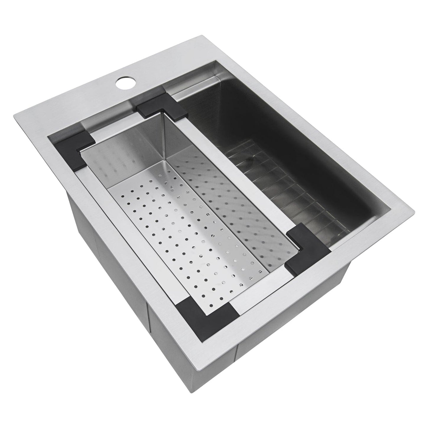Ruvati Merino 15" Marine Grade Workstation RV Boat Outdoor Sink RVQ5210 shown from above with multiple compartments.