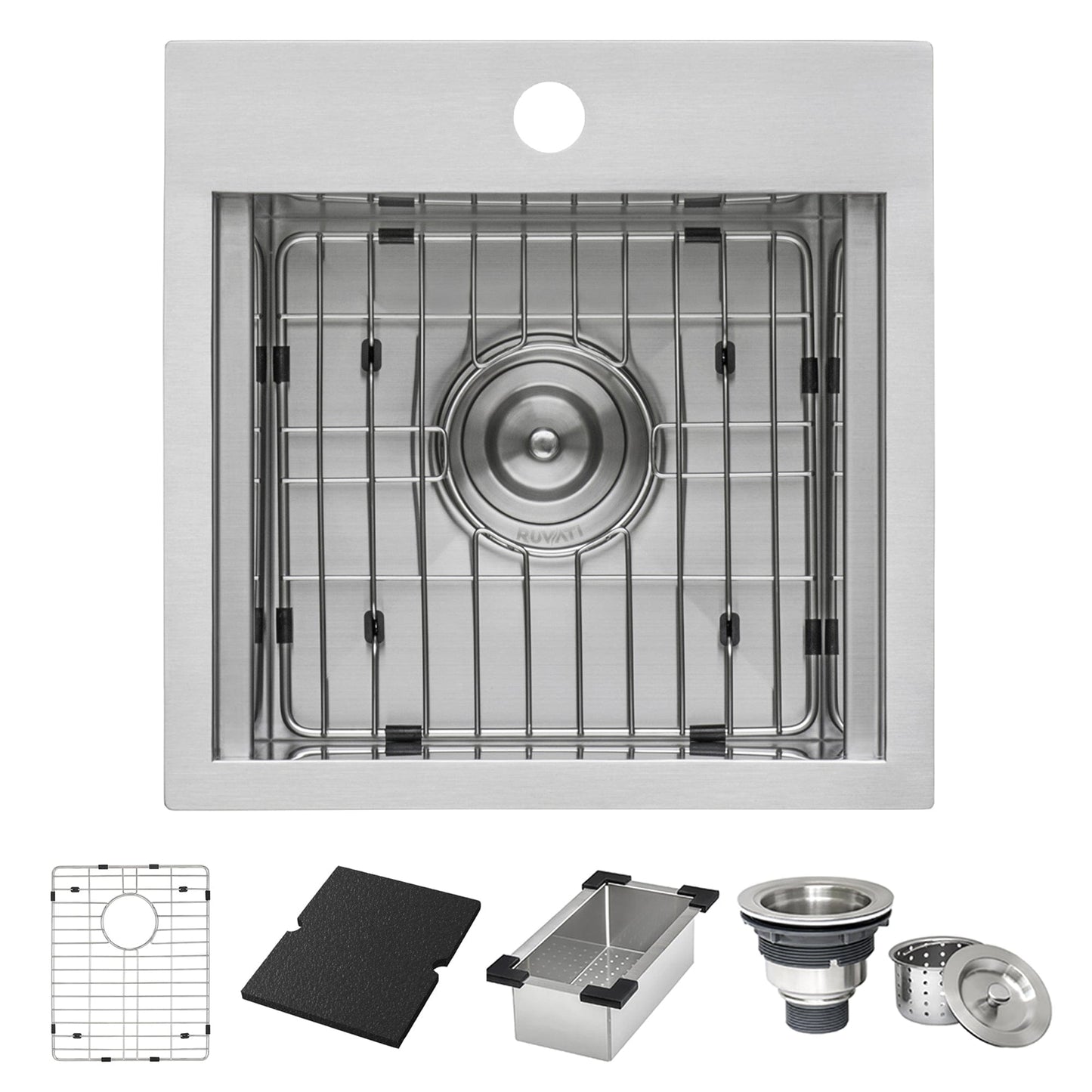 Ruvati Merino 15" Marine Grade Workstation RV Boat Outdoor Sink RVQ5215 with accessories and grid