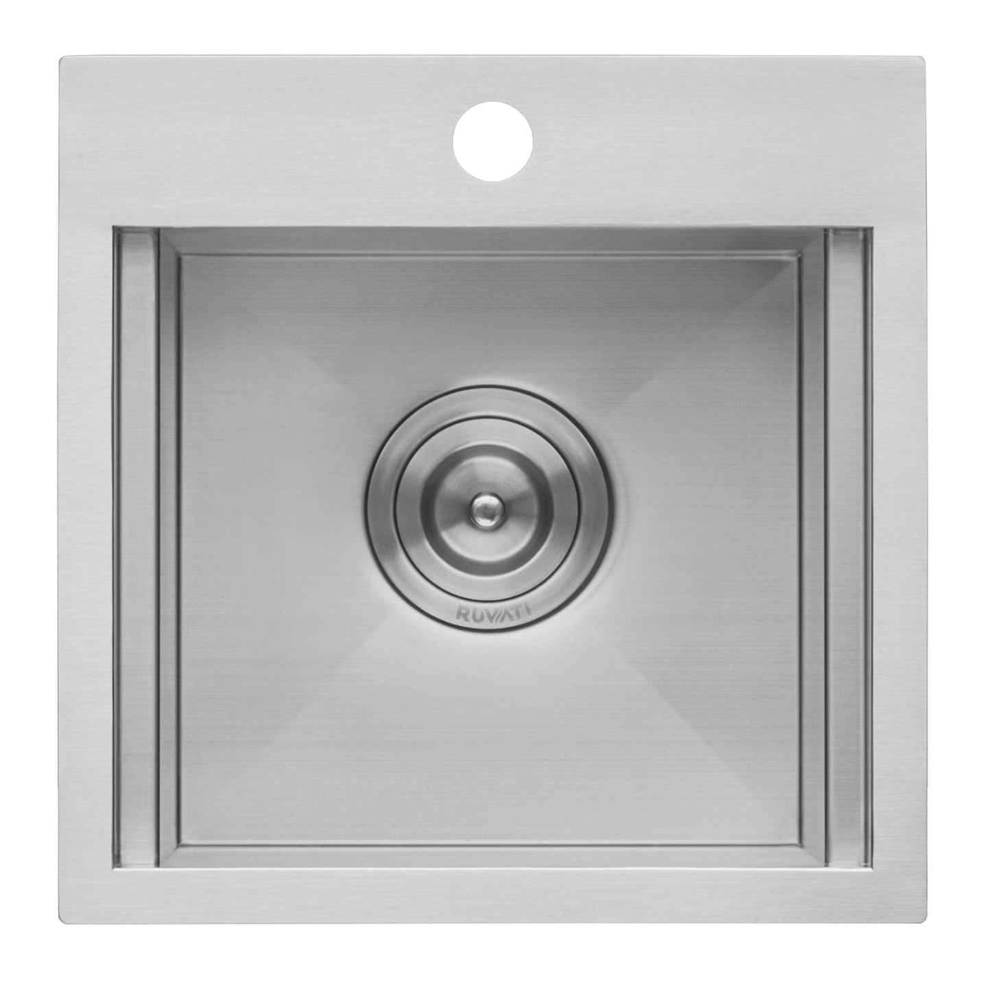 Ruvati Merino 15" Marine Grade Workstation RV Boat Outdoor Sink RVQ5215 top view showing premium stainless steel design.