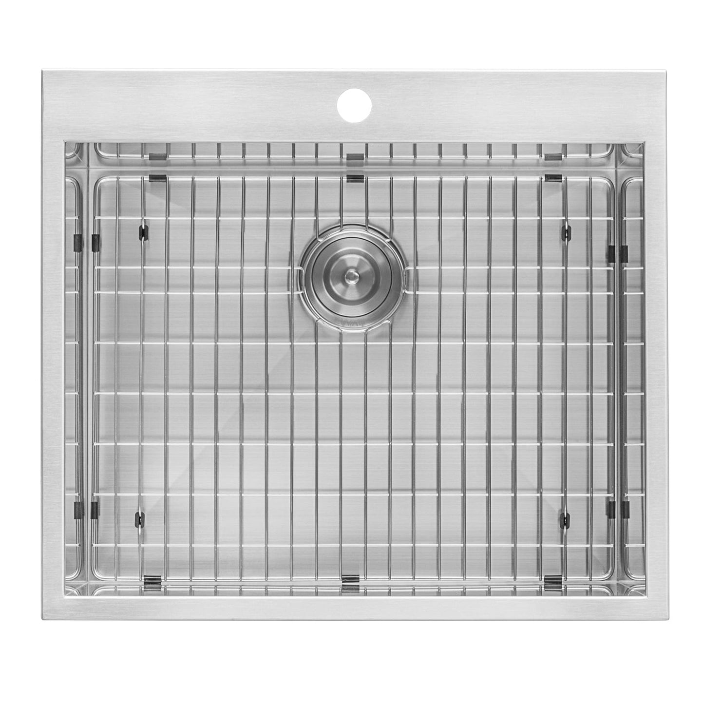 Ruvati Forma 25" Stainless Steel Laundry Utility Sink RVU6010 with a grid and drain.