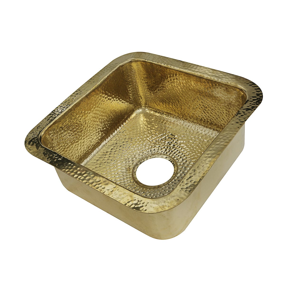 Nantucket 16.625" Hand-Hammered Brass Bar Sink SQRB-7 showcasing a luxurious golden brass finish.