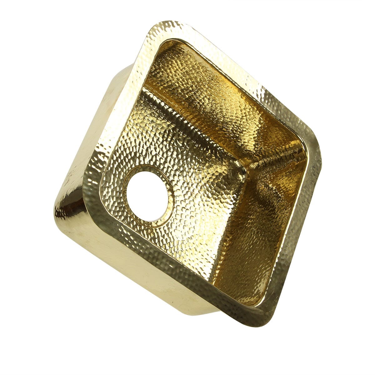 Nantucket 16.625" Hand-Hammered Brass Bar Sink SQRB-7 with lustrous golden brass finish and hammered texture.