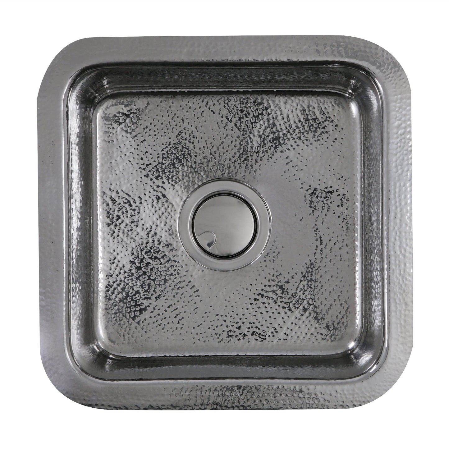 Nantucket 16.5" Stainless Steel Bar Sink SQRS-7 featuring hand-hammered texture and a square design.