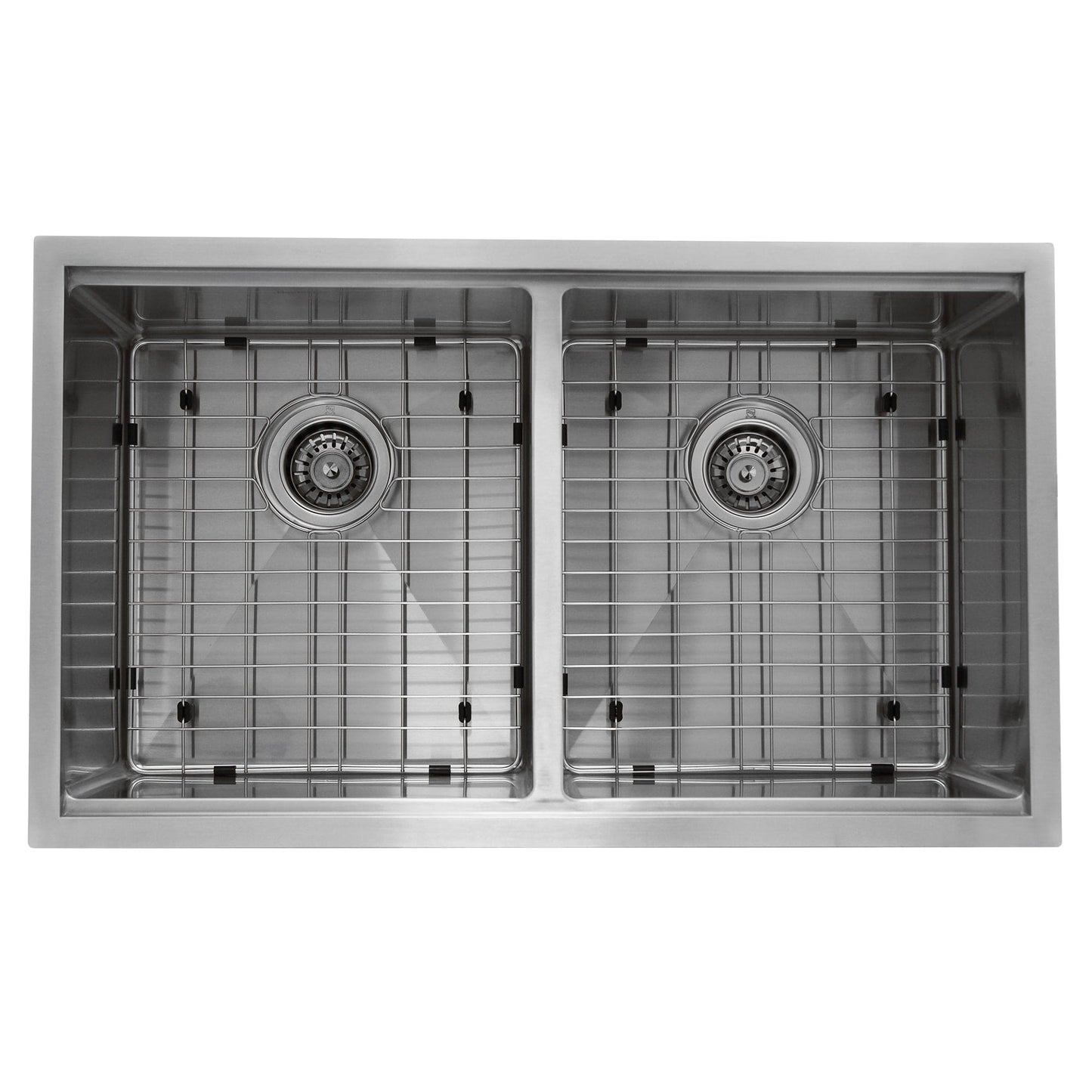 Nantucket 32" Pro Series Double Bowl Prep Station Kitchen Sink SR-PS-3219-DE-16 with dual basin design and grid.
