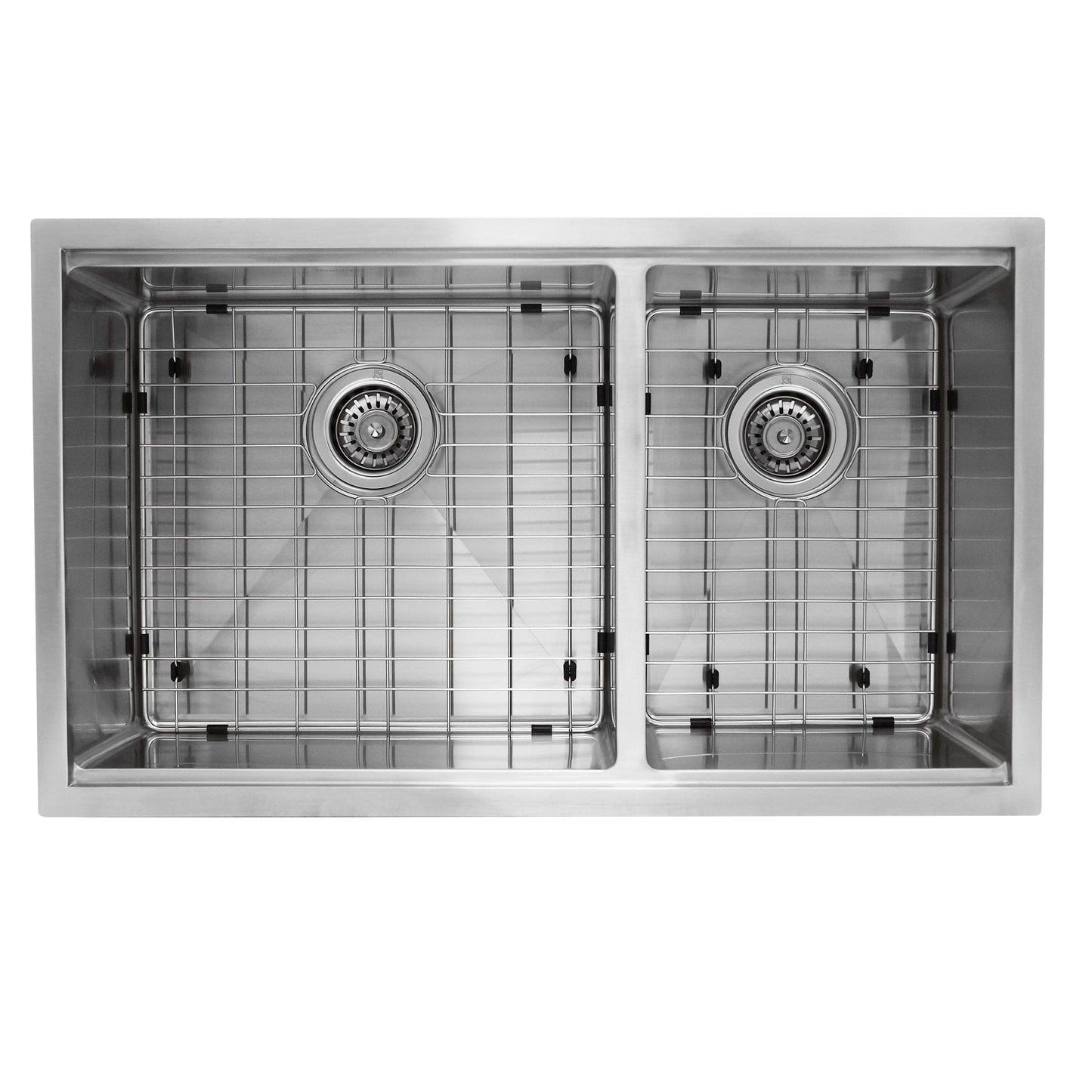 Nantucket 32" Pro Series Offset Double Bowl Prep Station Kitchen Sink SR-PS-3219-OS-16 showing double bowl design.