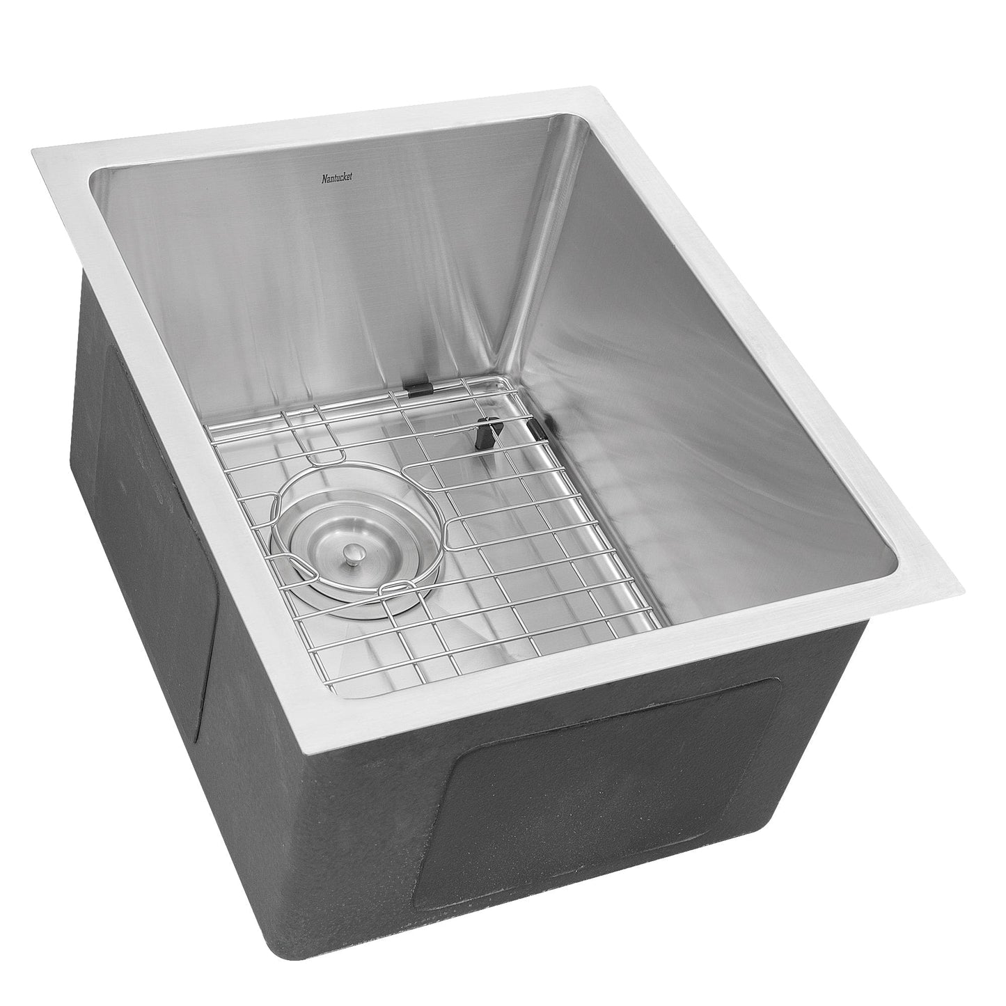 Nantucket 15" Undermount Stainless Steel Bar/Prep Sink SR1815 with grid and drain.