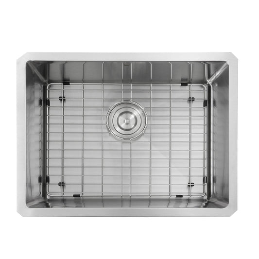 Nantucket 23" Undermount Stainless Steel Kitchen Sink SR2318-16 interior with grid and drain.