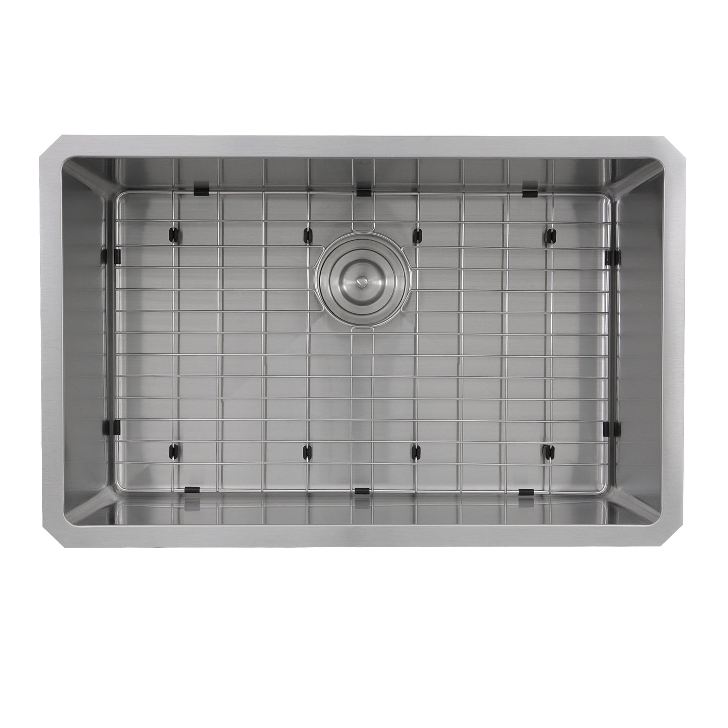 Nantucket 30" Pro Series Undermount Stainless Steel Kitchen Sink SR3018 top view with grid.