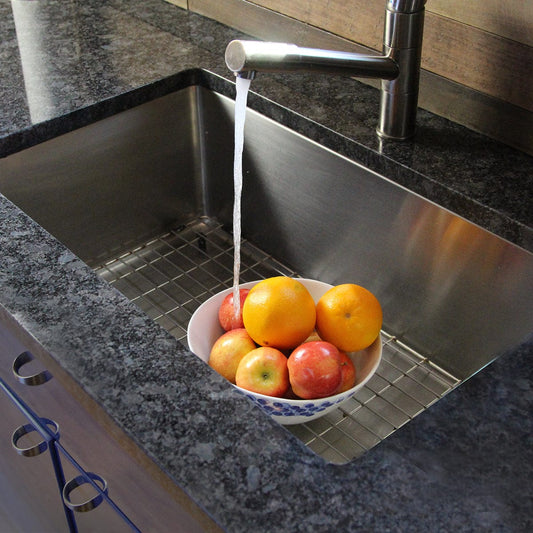 Nantucket 30" Pro Series Undermount Stainless Steel Kitchen Sink SR3018 with fruit bowl and water stream.