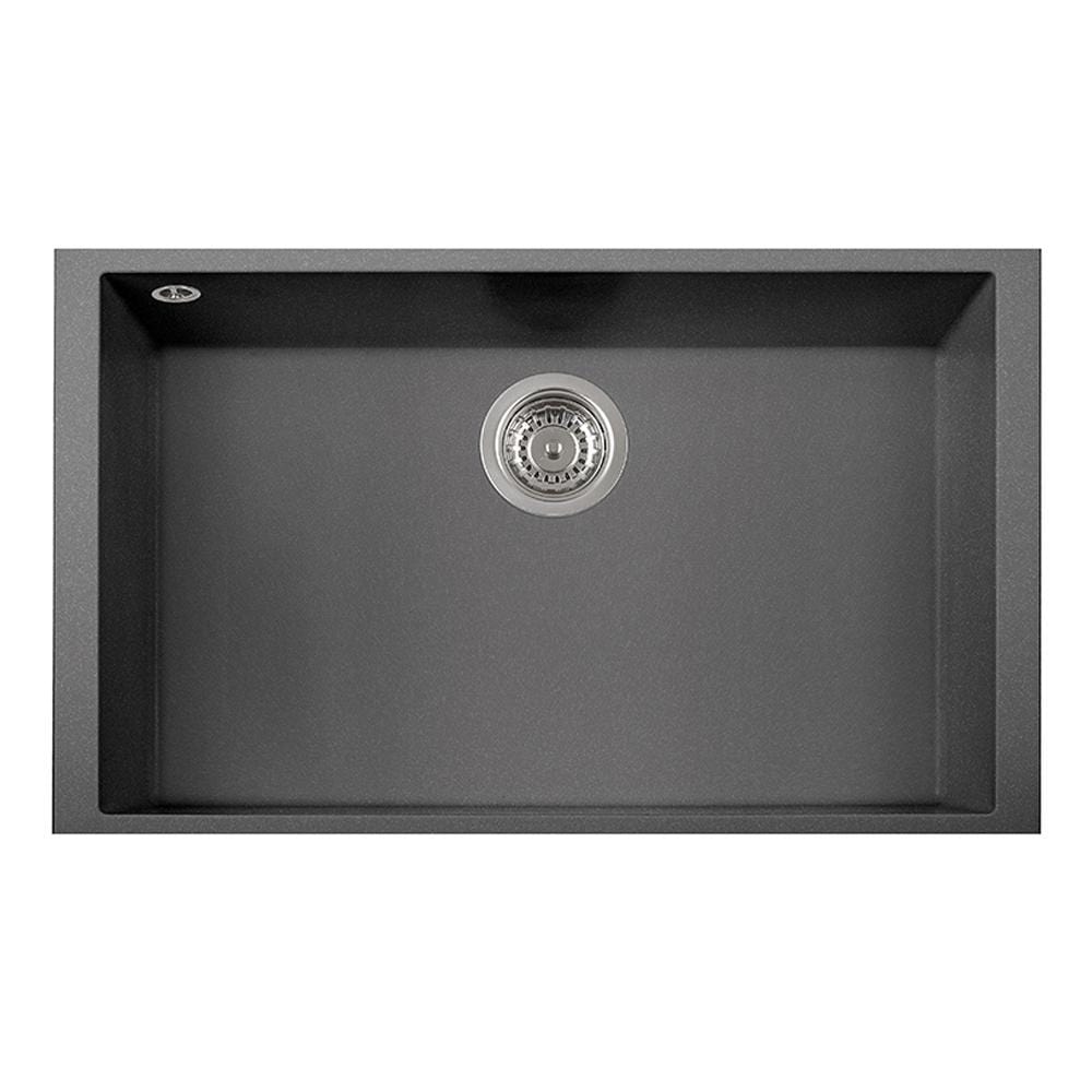 LaToscana One Series 30" Undermount Single Bowl Kitchen Sink in Titanium, top view showcasing seamless design.