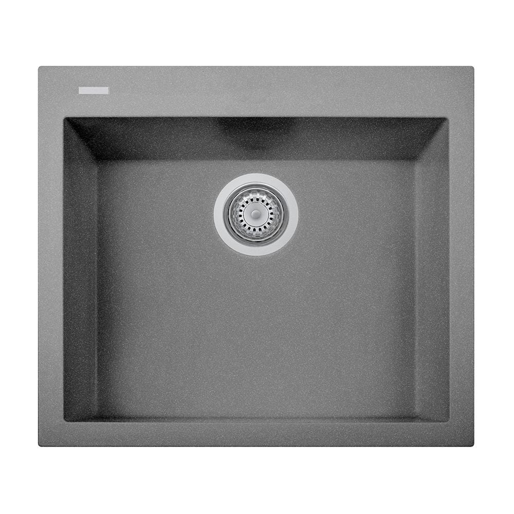 LaToscana One Series 23" Drop-In Single Bowl Kitchen Sink in titanium - top view showcasing modern design and air purification technology.