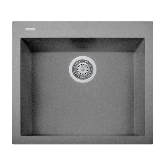 LaToscana One Series 23" Drop-In Single Bowl Kitchen Sink in titanium - top view showcasing modern design and air purification technology.