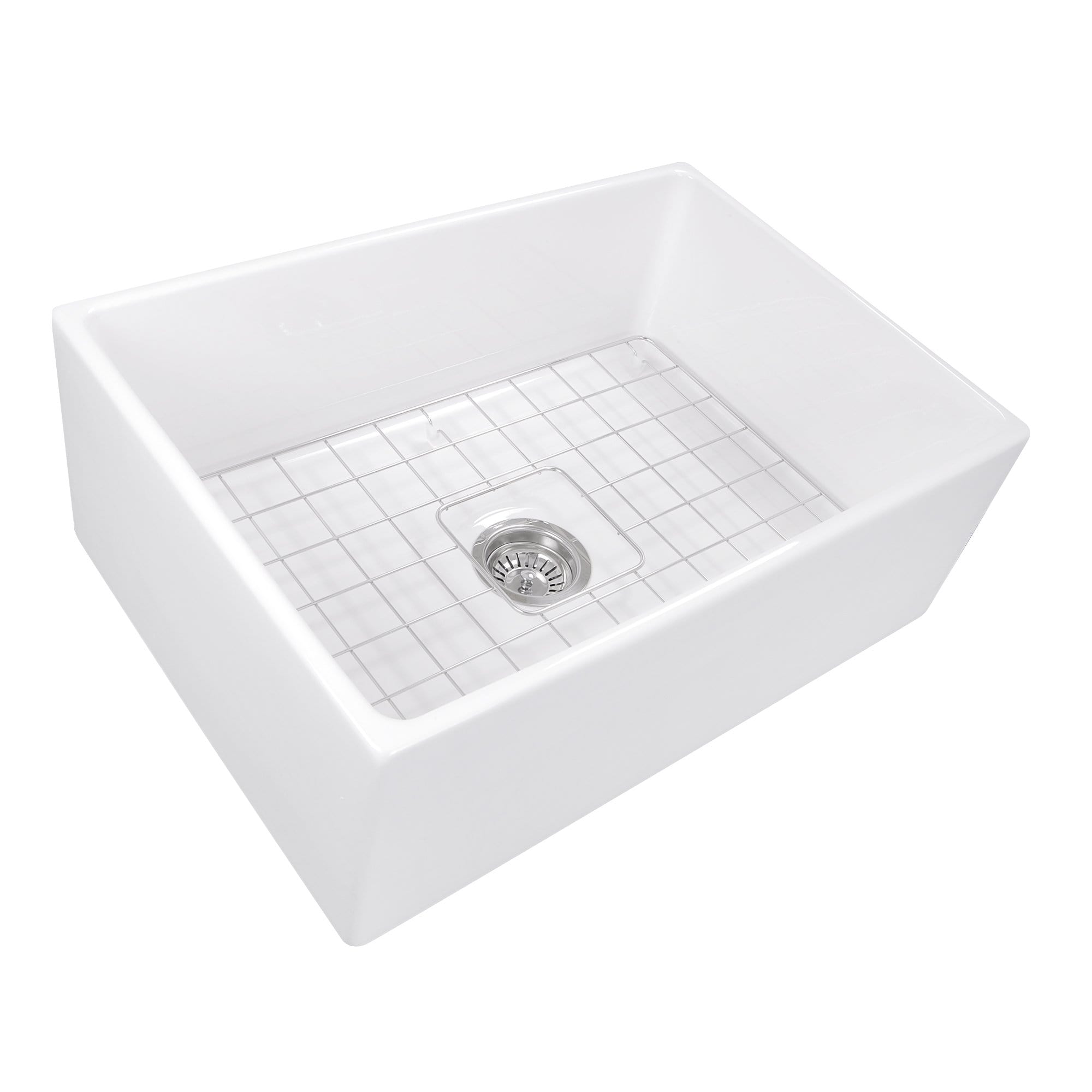 Nantucket 27" Farmhouse Fireclay Sink with Drain and Grid - T-FCFS27