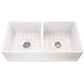 Nantucket 36" Double Bowl Farmhouse Fireclay Sink with Drains and Grids - T-FCFS36-DBL