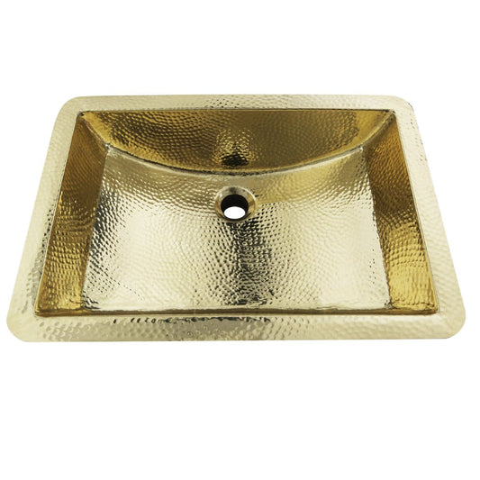 Nantucket 21" Hand Hammered Brass Rectangle Undermount Bathroom Sink with Overflow - TRB-1914-OF front view