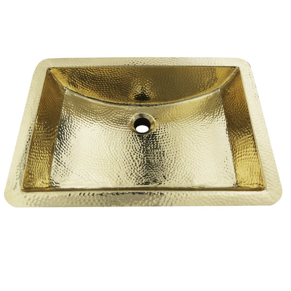 Nantucket 21 Hand Hammered Brass Rectangle Undermount Bathroom Sink with Overflow - TRB-1914-OF