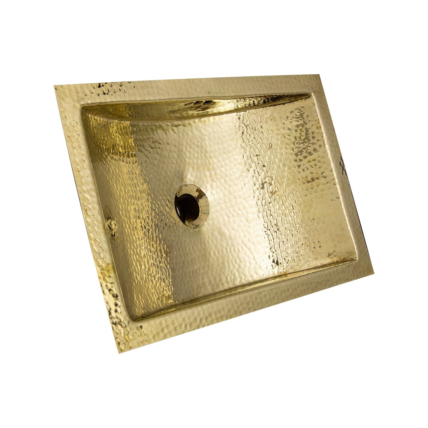Nantucket 19.8" Hand Hammered Brass Rectangle Undermount Bathroom Sink with Overflow - TRB-OF top view
