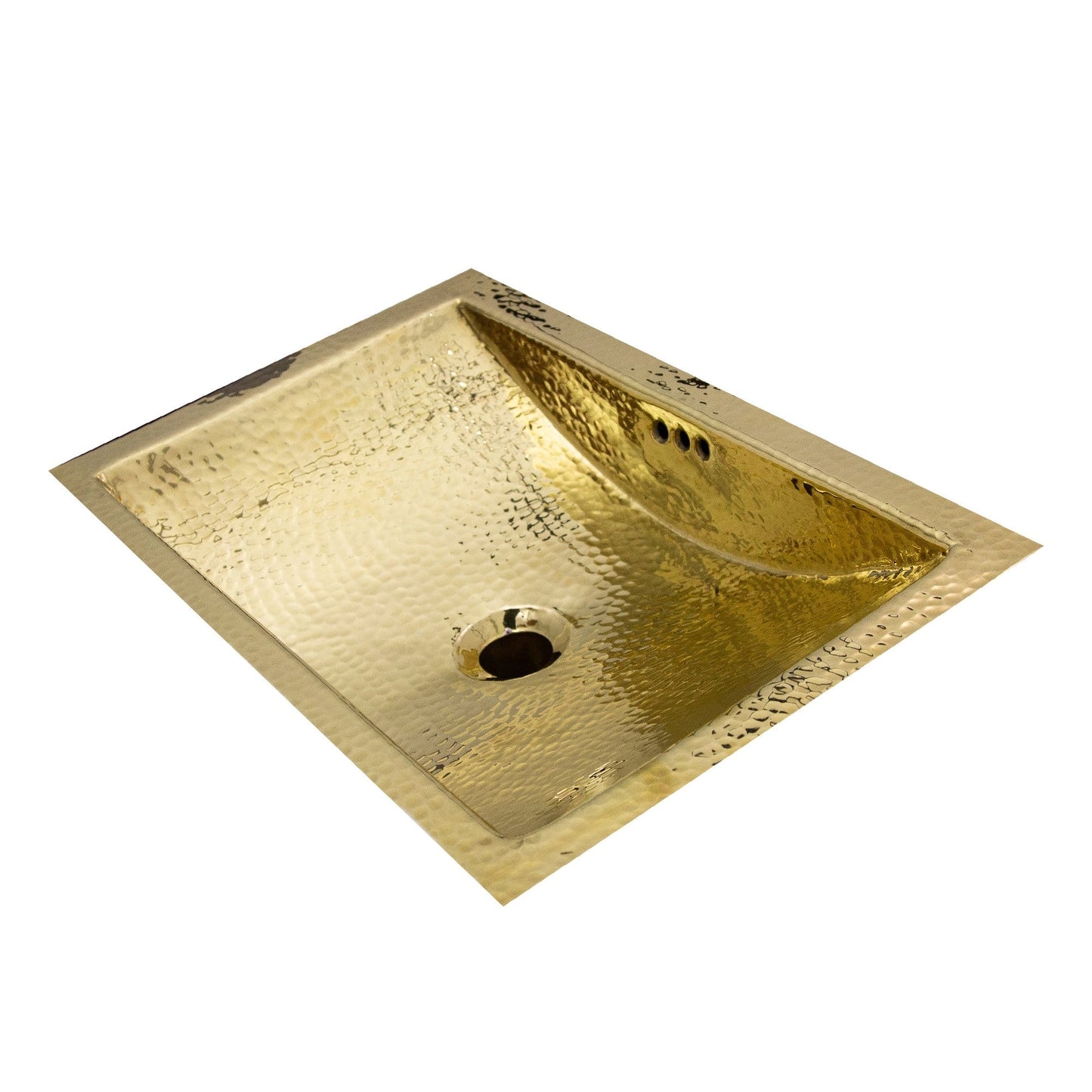 Nantucket 19.8" Hand Hammered Brass Rectangle Undermount Bathroom Sink with Overflow - TRB-OF front angle