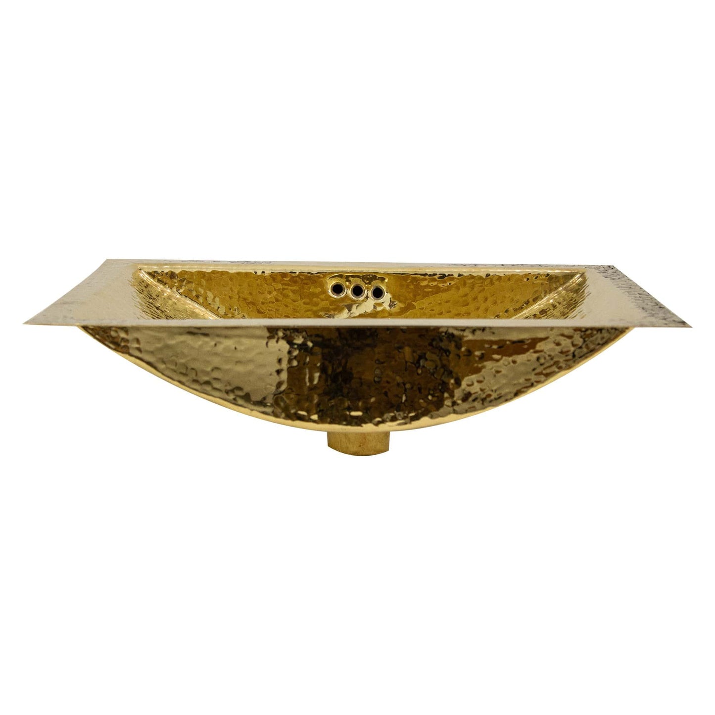 Nantucket 19.8" Hand Hammered Brass Rectangle Undermount Bathroom Sink with Overflow - TRB-OF side profile