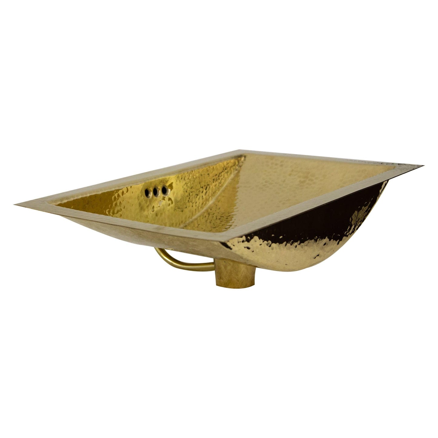 Nantucket 19.8" Hand Hammered Brass Rectangle Undermount Bathroom Sink with Overflow - TRB-OF side angle