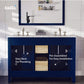 Totti Artemis 48" Blue Transitional Double Sink Bathroom Vanity with White Carrara Style Man-Made Stone Top