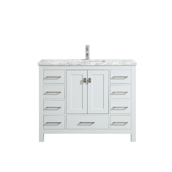 Eviva London 48 x 18 White Transitional Bathroom Vanity with White Carrara Top