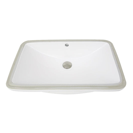 Nantucket 23.5" Undermount Ceramic Vanity Sink UM-2112-W in elegant elongated rectangular design.