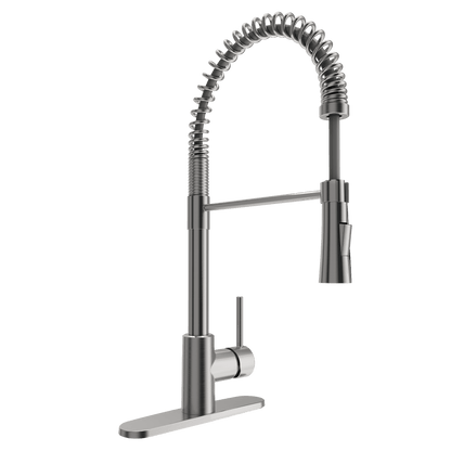 BOCCHI LIVENZA 2.0 Pull-Down Kitchen Faucet in stainless steel with a gooseneck design for modern kitchens.