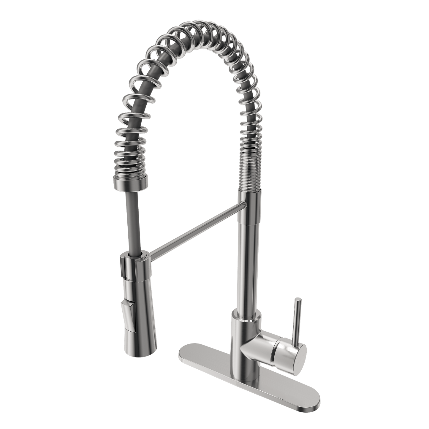BOCCHI LIVENZA 2.0 Pull-Down Kitchen Faucet in chrome finish, showcasing a sleek gooseneck design from a right angle.