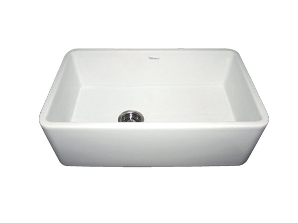 WHITEHAUS 30 Farmhaus Fireclay Duet Series Reversible Sink with Smooth Front Apron WH3018-WHITE
