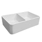 WHITEHAUS 36.75" Farmhaus Fireclay Duet Series Reversible Sink with Smooth Front Apron WH3719-WHITE