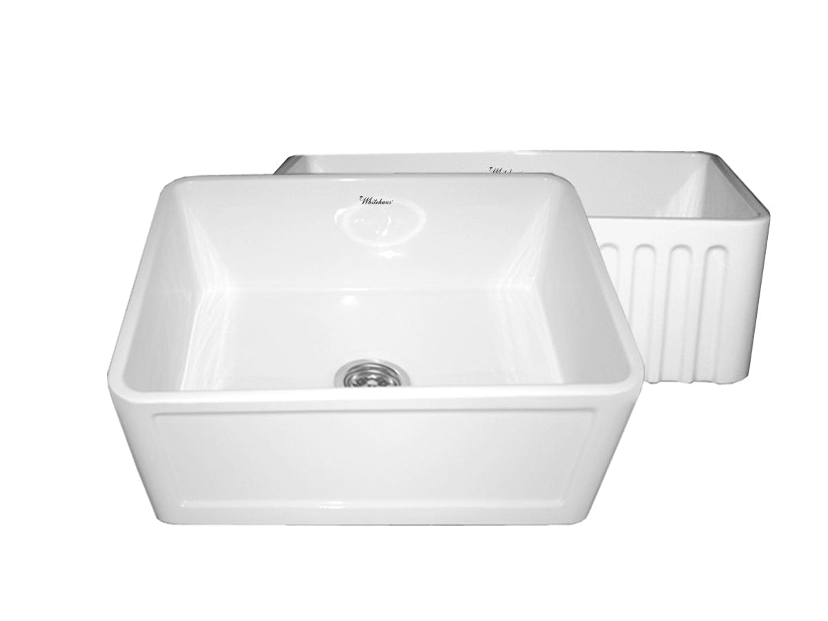 WHITEHAUS 24" Farmhaus Fireclay Reversible Sink WHFLCON2418-WHITE